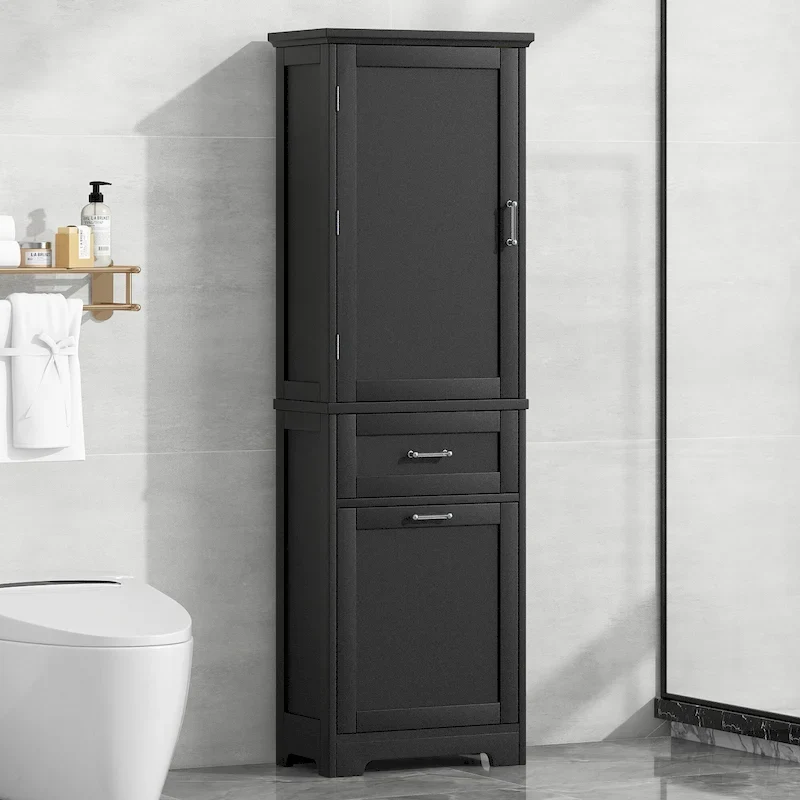13 in. W x 20 in. D x 68.1 in. H Linen Cabinet with Two Different Size Drawers and Adjustable Shelf