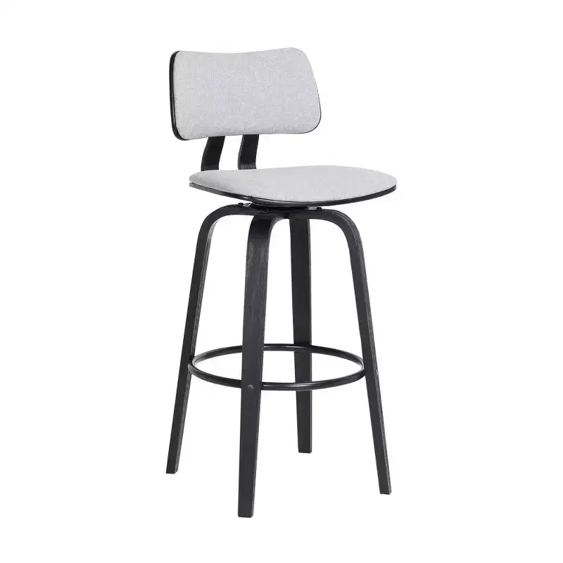 HomeRoots 26 Light Gray And Black Fabric Swivel Low Back Counter Height Bar Chair
