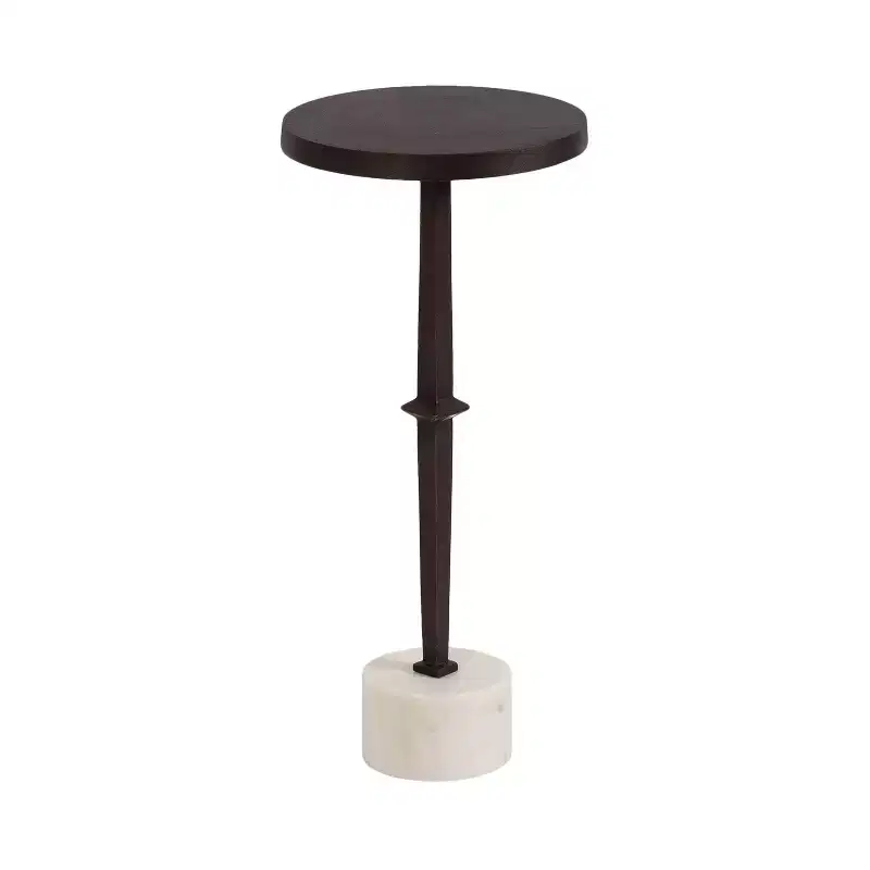 Pedestal Drink Table, 10x10x22, Bronze and Marble