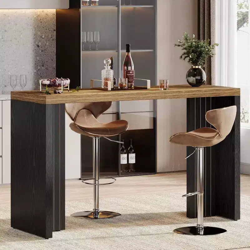 Lantine Home Bar Unit, 55.12Bar Table with a Spacious Tabletop, Modern Freestanding Bar for Home Kitchen, Living Room, Balcony