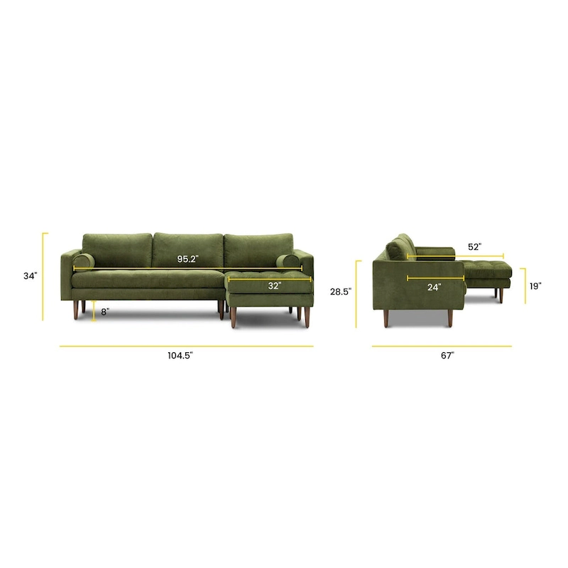 Poly & Bark Napa 104.5 Fabric Right Sectional Sofa