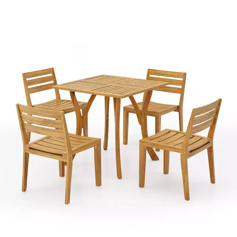 Christopher Knight Home Wren Outdoor 5 Pieces Acacia Wood Dining Set, Teak