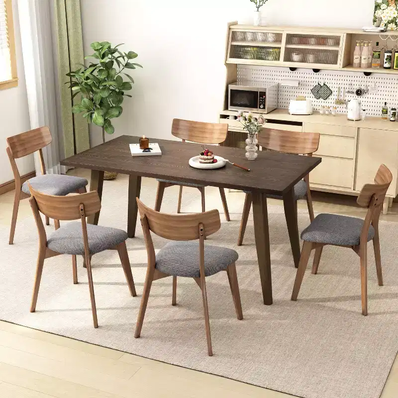 Set of 2 Upholstered Dining Chairs Wooden Armless Chairs, Mid-Century Modern -ModernLuxe