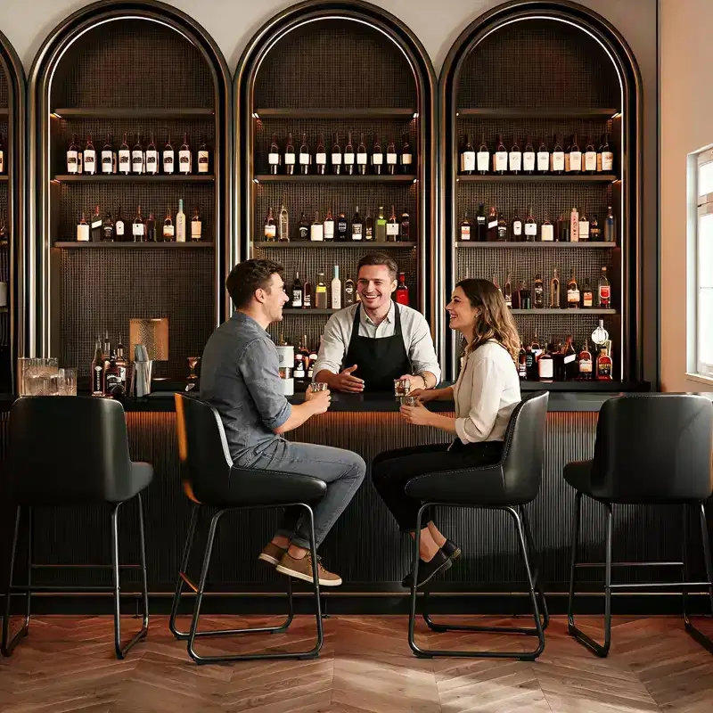PU Leather Counter Height Bar Stools Set of 3/4,26.5Seat Height,Ergonomic Padded Back & Footrest,Sturdy Metal Frame,Upholstered Armless Bar Chairs