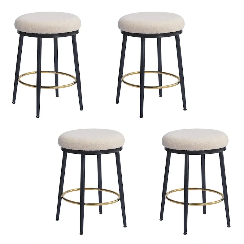Roomfitters Modern Counter Stools, Set of 2 Bar Height Chairs with Iron Frame, Cushioned Seat and Footrest
