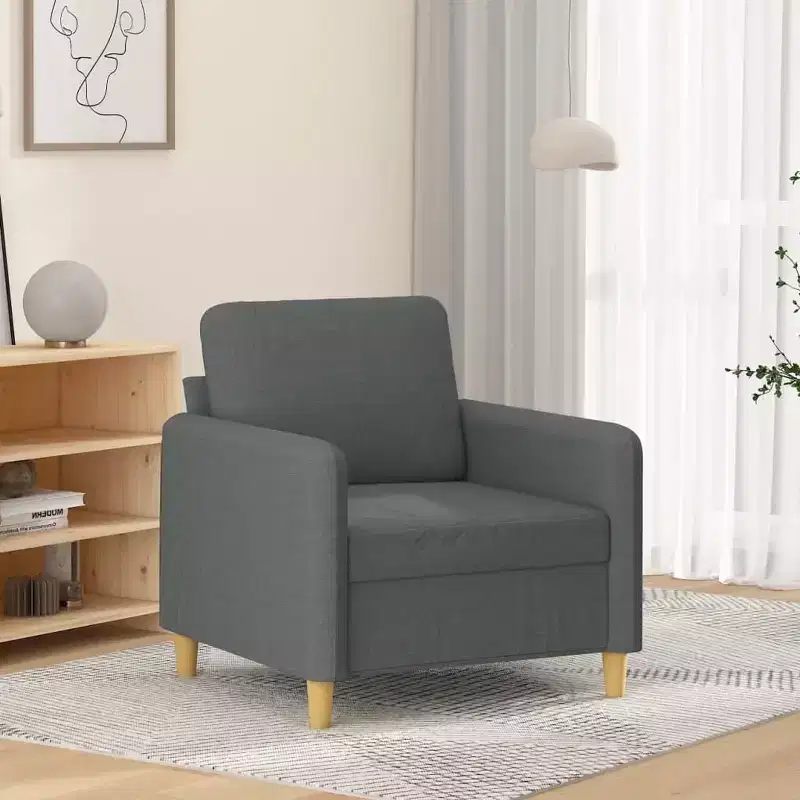 Upholstered Single Sofa Armchair for Living Room, Dark Gray Fabric, 23.6
