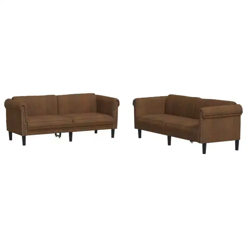 vidaXL Velvet Sofa Set - 2pc Brown Settee and Armchair, Modern Living Room Furniture with Sturdy Legs and Plush Comfort