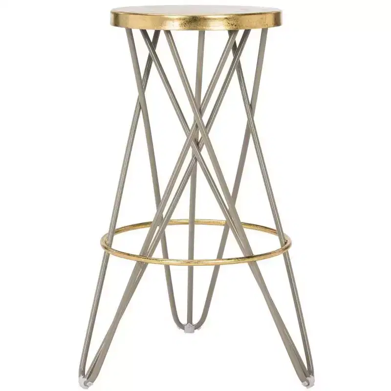 Gold Leaf Bar Stool, White & Gold
