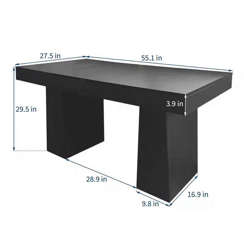 55-inch executive desk, double trapezoidal base, wooden computer desk, business furniture workstation