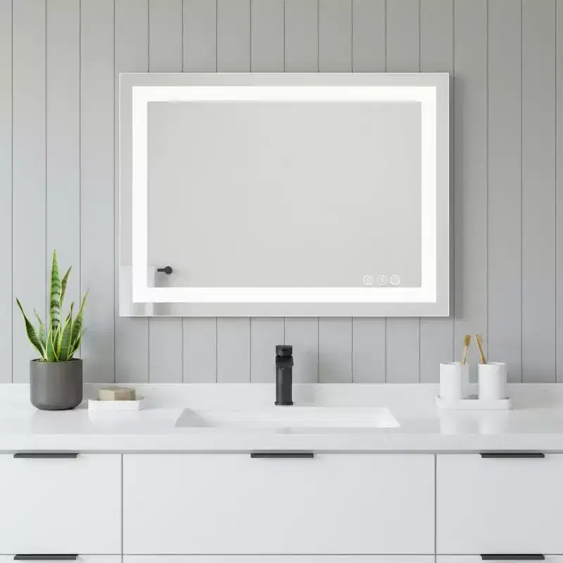 HomeRoots 20 Clear Lighted Frameless Bathroom Vanity Mirror