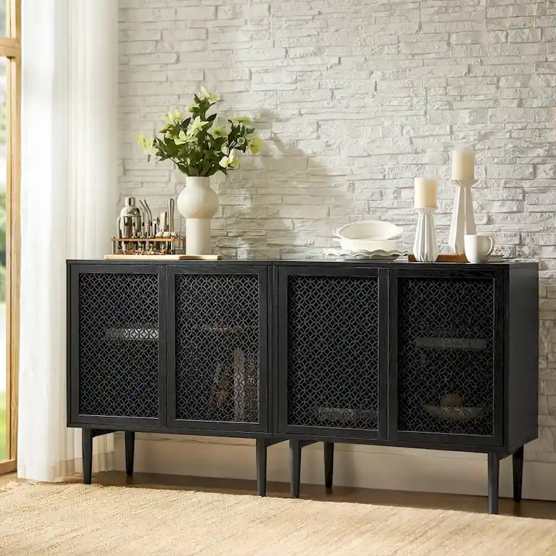 Modern Dominik 32Tall 2-Door Accent Cabinet with Light set of 2 by HULALA HOME