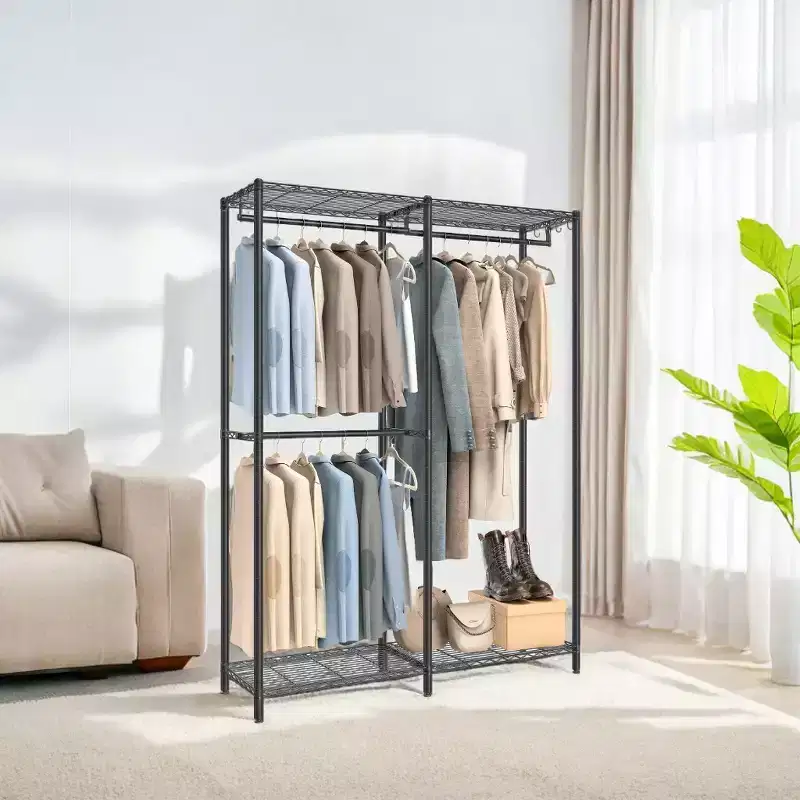 Heavy-Duty Metal Garment Rack Freestanding Wardrobe Closet, 47.2x70.9