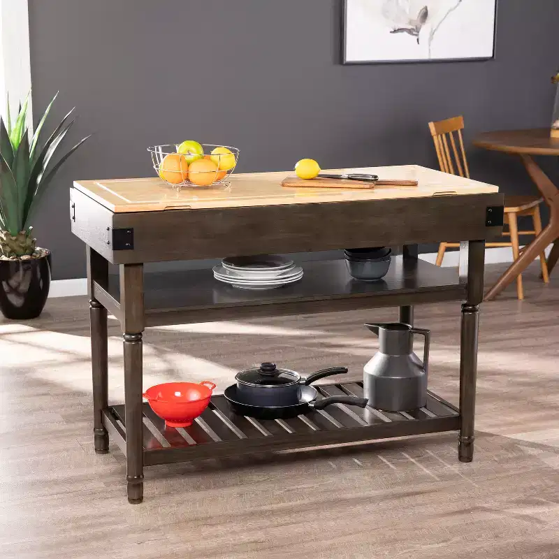 HomeStock Furniture Waysmere Kitchen Island, Smoked ash, Natural