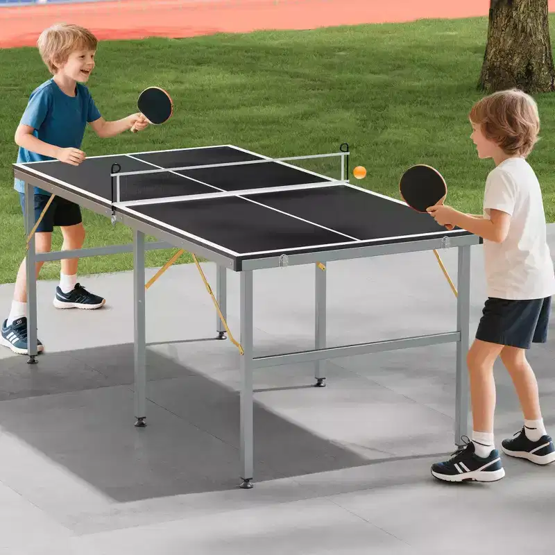 6x3 ft Portable Ping Pong Table for Indoor & Outdoor Use - Includes Net, 2 Paddles & 3 Balls - Professional Game Table for Adults & Teens