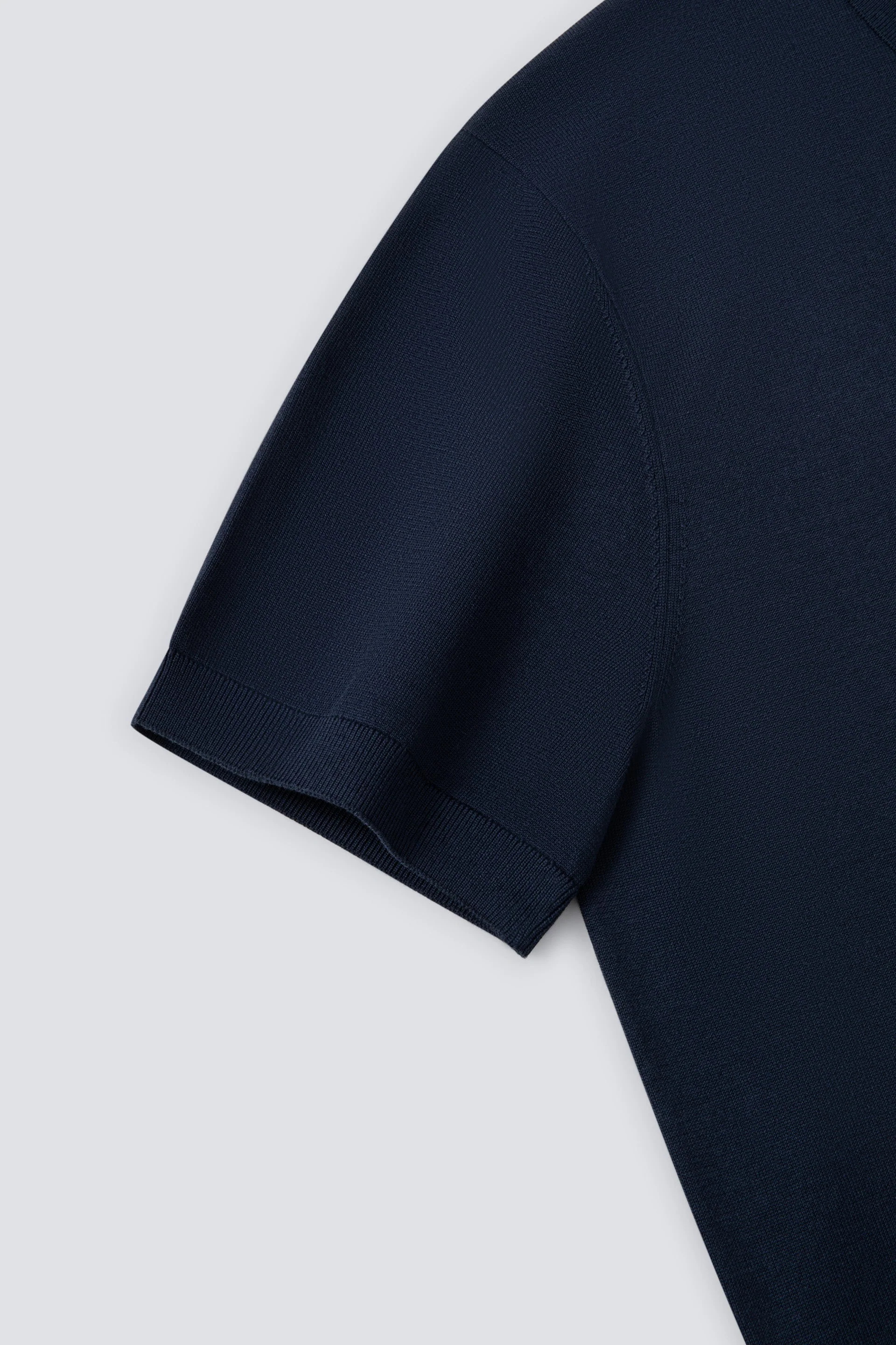 Flat-Knit Three-Button Sweater Polo – Navy