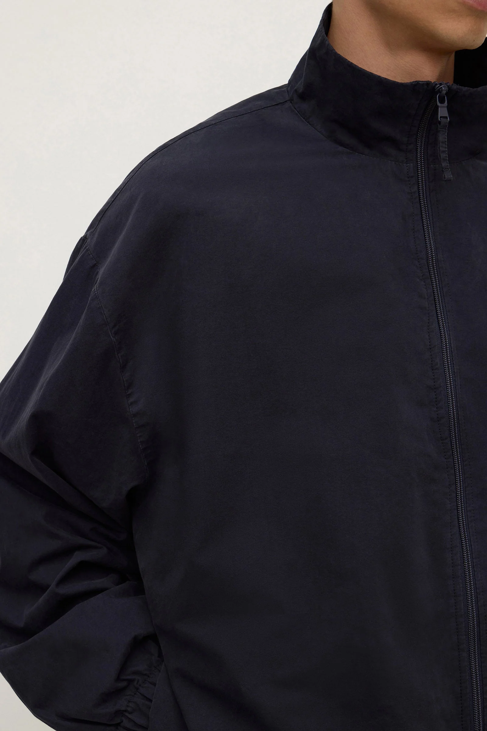True Navy Cotton Stand Collar Jacket