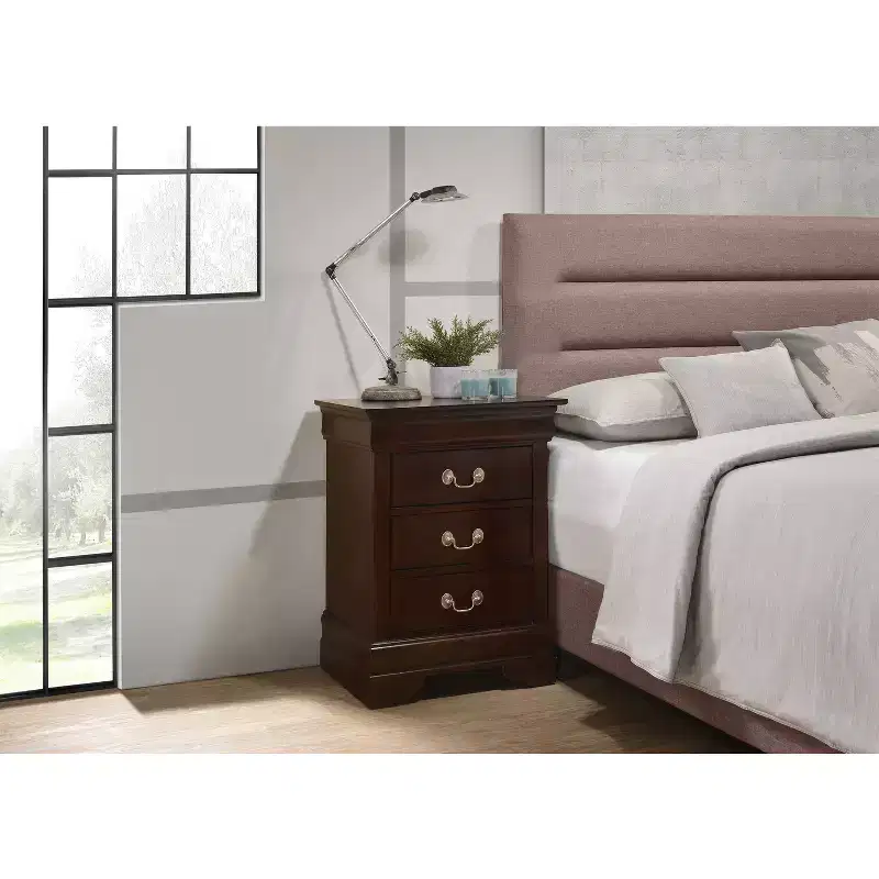 HomeStock Louis Phillipe Nightstand  29H x 21W x 16D with Three Drawers