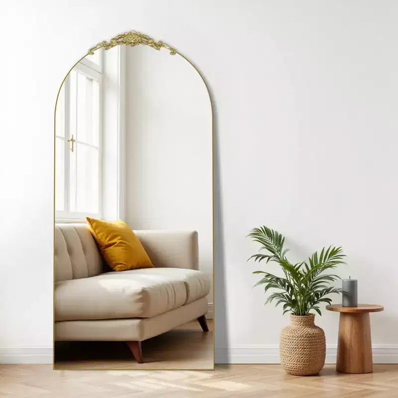 Wooden Right-Angled Arch Full-Length Mirror - Elegant Design