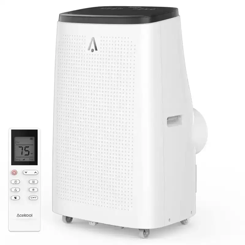 14,000 BTU Portable AC - 3-in-1 Fast Cooling for 700 Sq.Ft, Dual Motor with Dehumidifier & Remote, Ideal for Large Rooms & Campers, Black