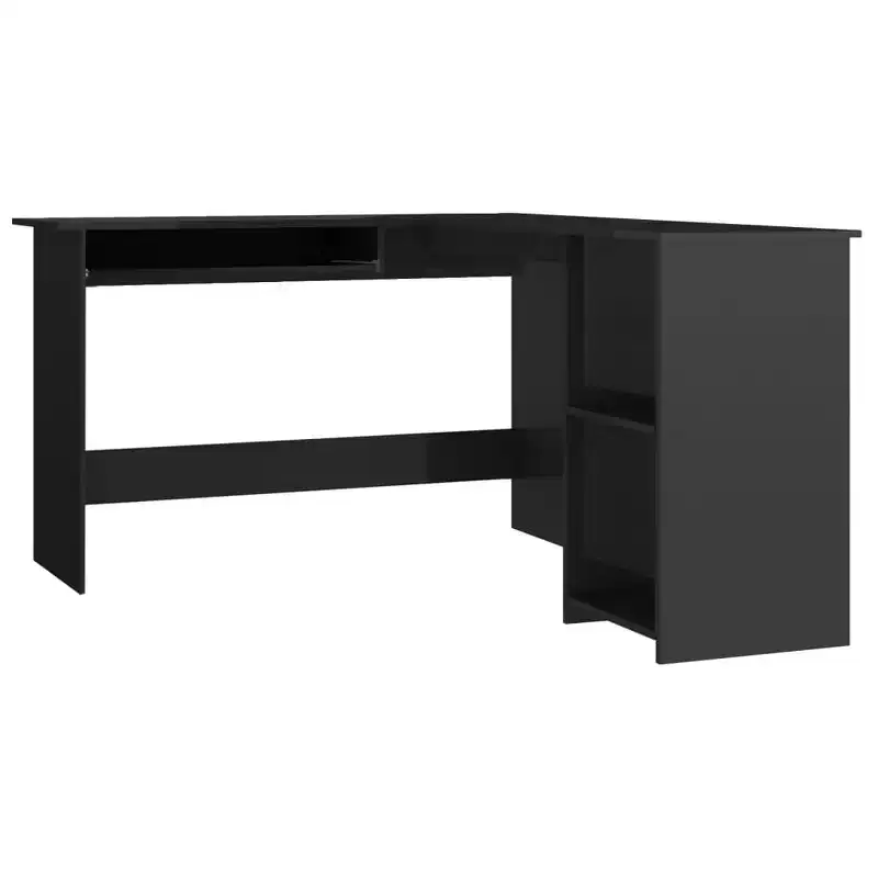 L-Shaped Corner Computer Desk with Open Storage, Black