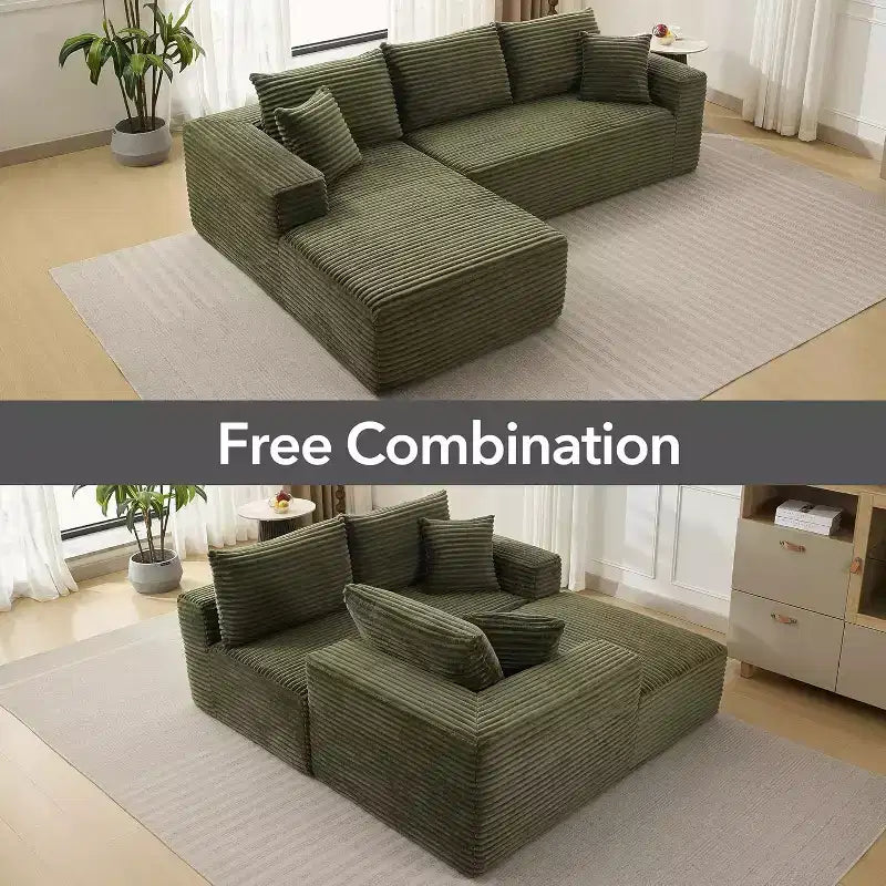 108-inch L-shaped Modular Sofa, Modern Deep Boneless Sofa Living Room, 3-seater, no Assembly Required