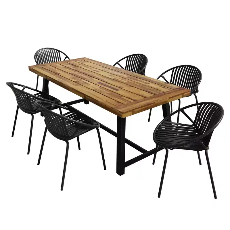 Christopher Knight Home Pablo 7 Piece Outdoor Modern Dining Set with Stackable Chair