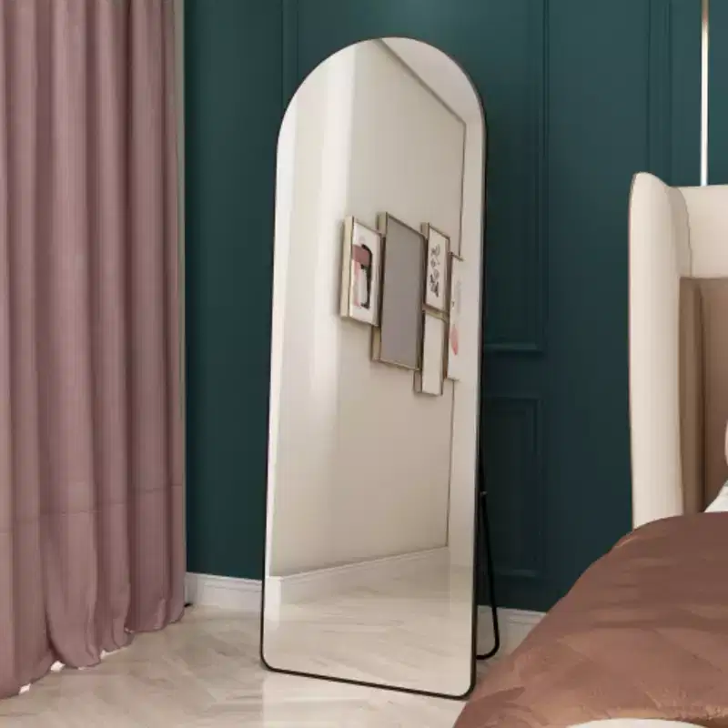 The 4st Generation Of Floor Mounted Full Length Mirrors. Aluminum Alloy Metal Frame Arched Wall Mirror, Bathroom Makeup Mirror, Bedroom Porch