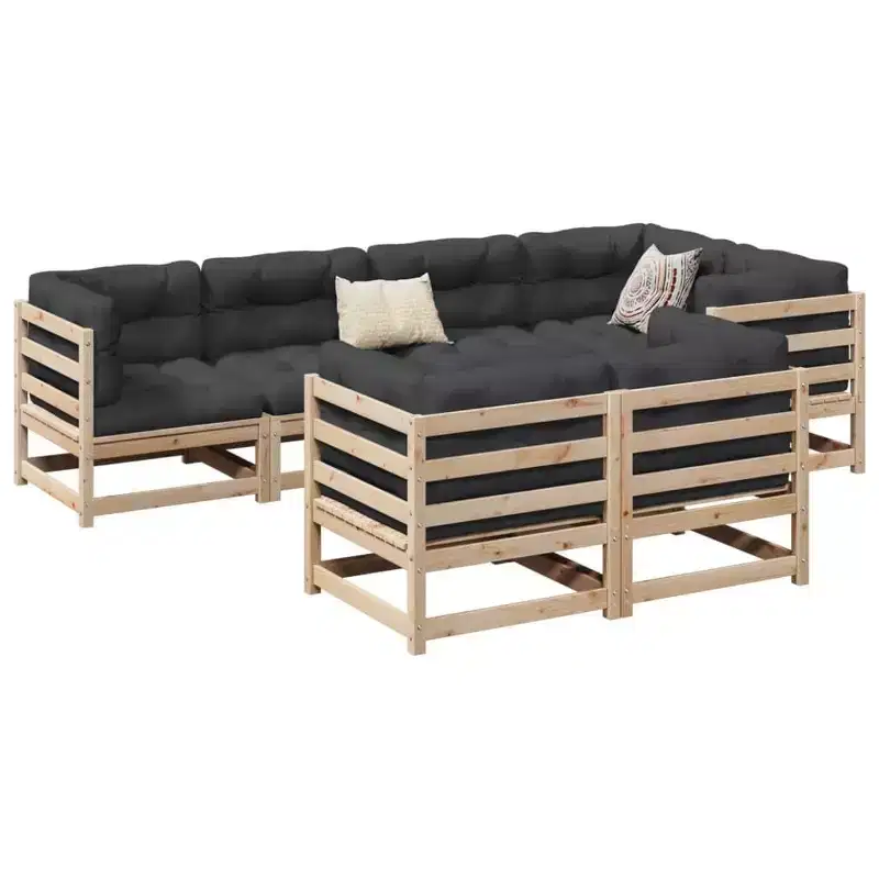 vidaXL Garden Sofa Set Natural Pine Solid Pine Wood Large