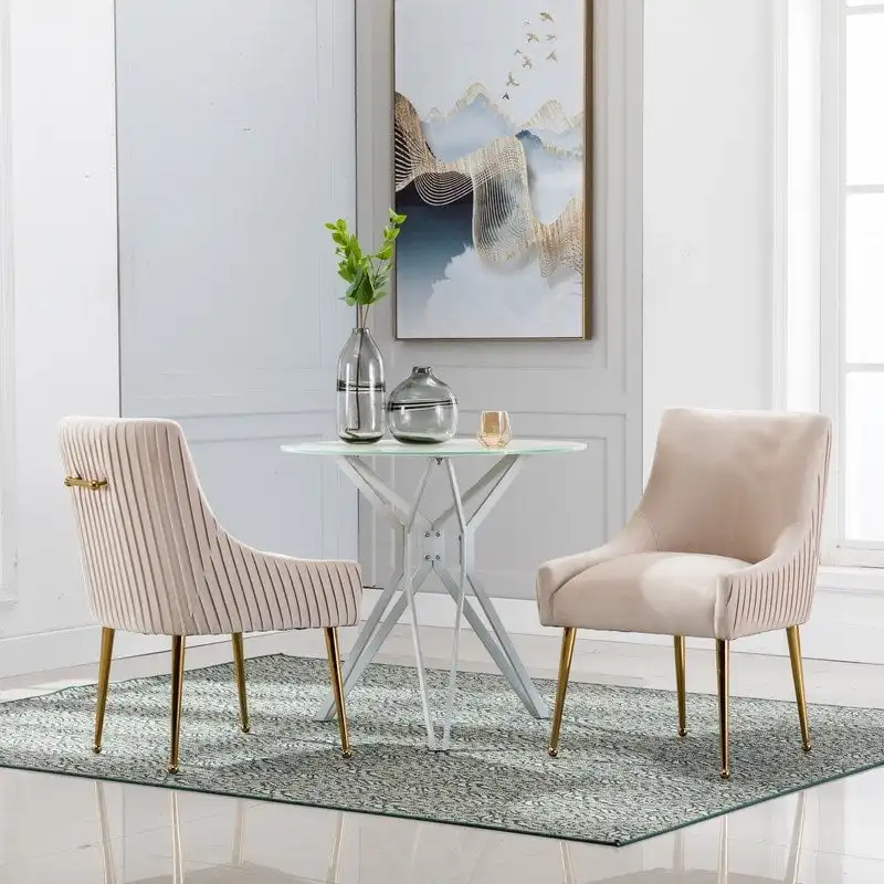 SEYNAR Mid Century Velvet Accent Dining Chair Set of 2 with Rear Handle