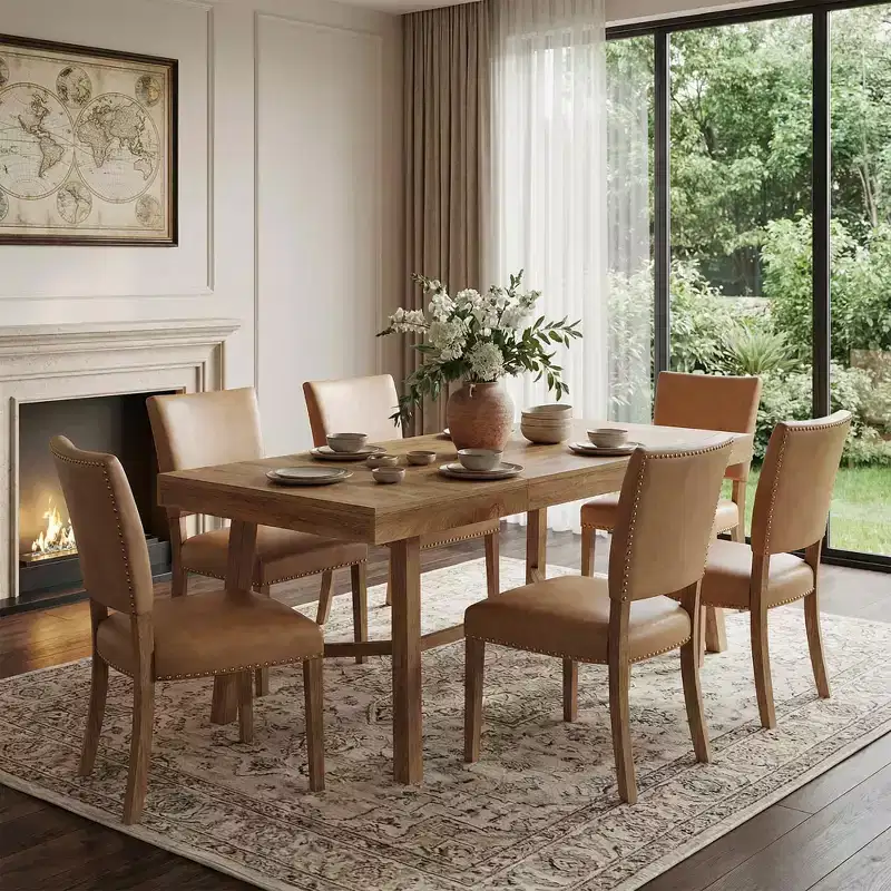 Brown Rectangle Dining Table, Seats 4-8, MDF