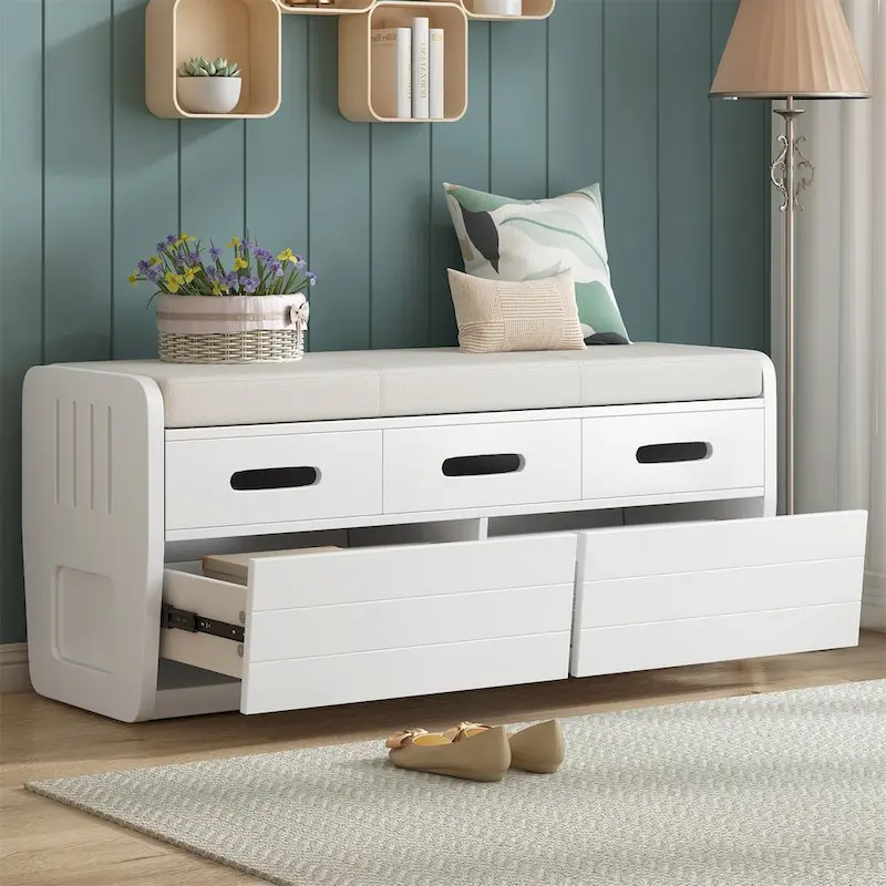 Rustic Storage Bench with 2 Drawers