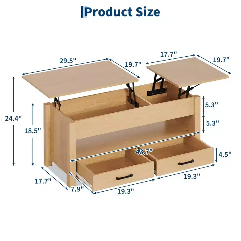 Wood Coffee Table - Adjustable Coffee Table, Height Adjustable Coffee Table, Modern Coffee Table, Stylish Coffee Table