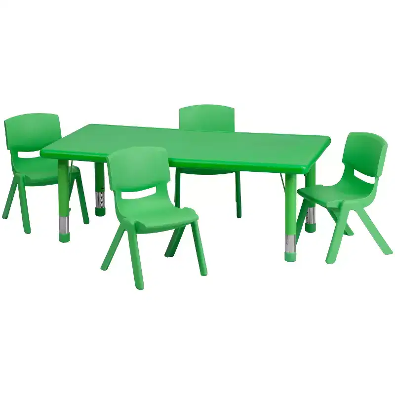Flash Furniture 24W x 48L Rectangular Plastic Height Adjustable Activity Table Set with 4 Chairs