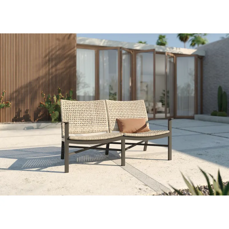 Jasper Textured Pewter with Beechwood Weave Loveseat