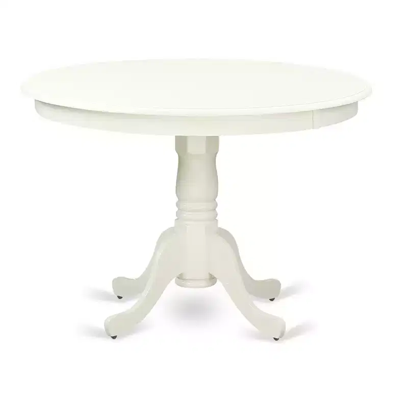 HomeStock 5 Piece Round Pedestal Dining Set Linen White Doeskin