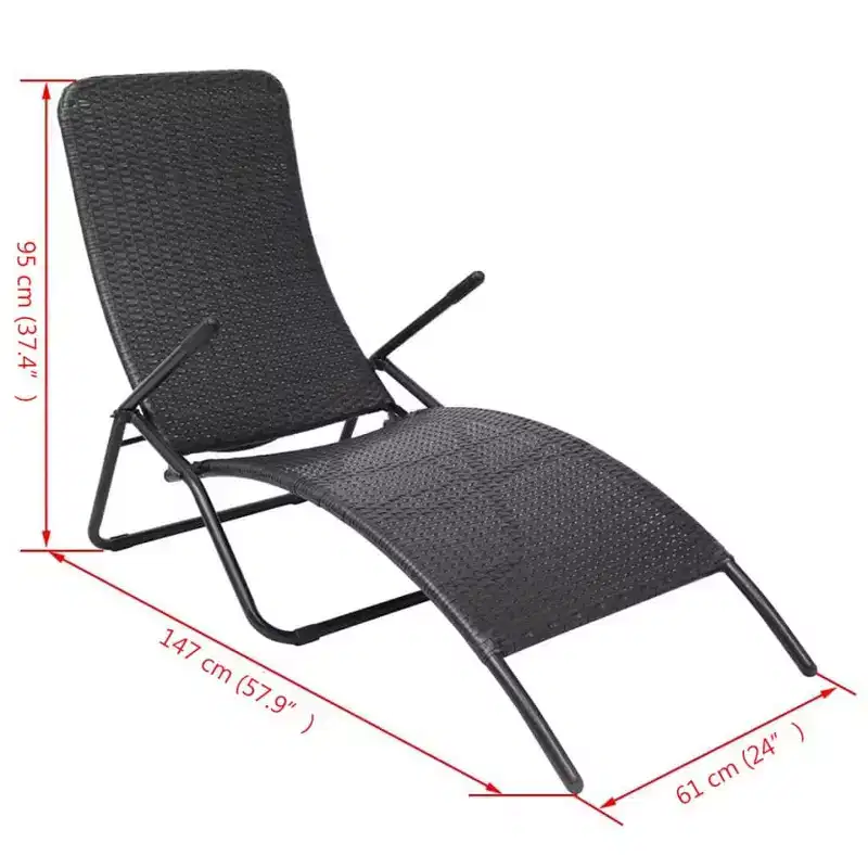 vidaXL Sun Lounger Poly Rattan, Powder-Coated Steel Medium