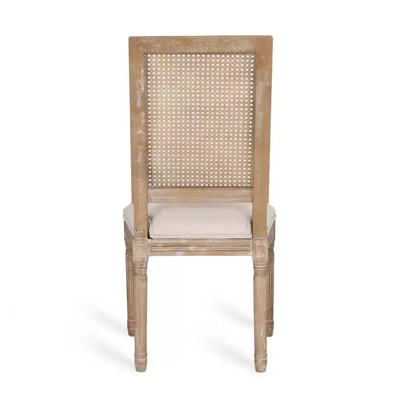 of 4 French Country Wood and Cane Upholstered Dining Chairs