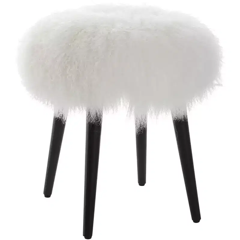 Uttermost Wooly White Sheepskin Accent Stool