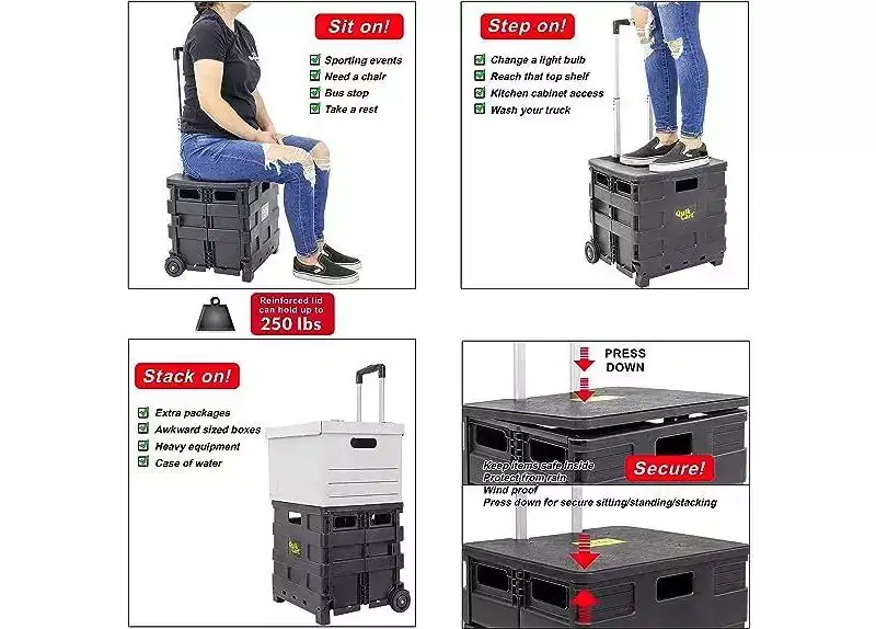 Sport Collapsible Rolling Wheels Crate, 80 lbs Capacity