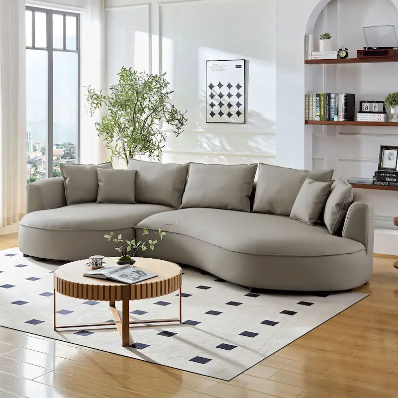 Orange/Grey L-Shaped Sectional Sofa, 5-Seat, Left/Right Facing