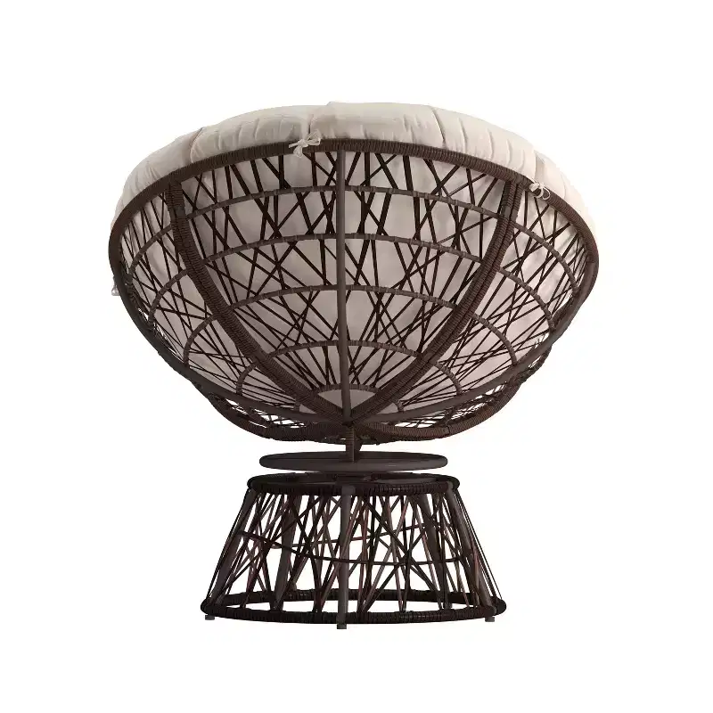 Merrick Lane Papasan Style Woven Wicker Swivel Patio Chair with Removable All-Weather Cushion
