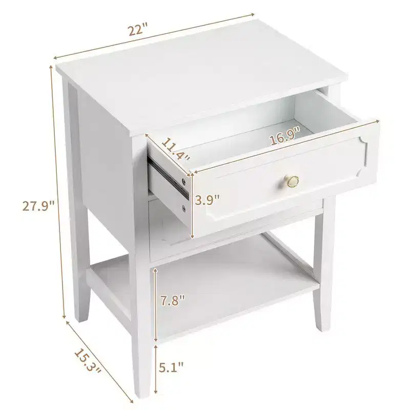 Karl Home | Solid Wood Nightstand with Two Drawers
