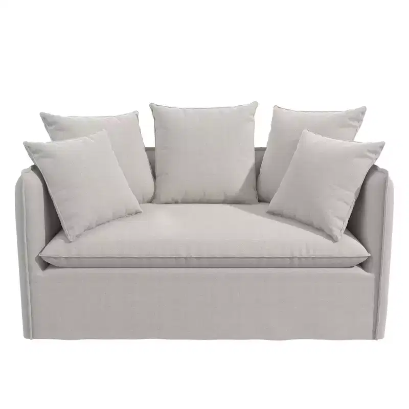 Novogratz Collette Slipcover Loveseat Sofa, Off White Canvas Weave