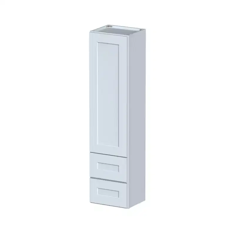 CASAINC 15 W x 60 H x 12 D Shaker Base Kitchen Cabinet with Door and Double Drawers, Solid Wood Frame, Water-Based Low-VOC Paint, RTA, Dove Gray
