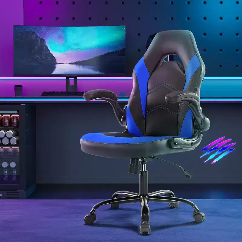 PU Leather Swivel Criss-Cross Office Chair with S-Shaped Back