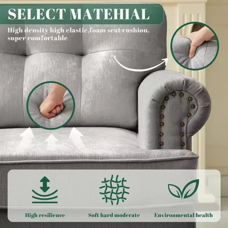 Chenille Upholstered Pull Point Accent Chair, Sofa Armrest Chair for Living Room, Bedroom, Office