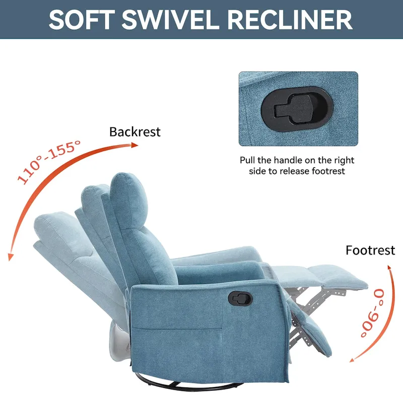 360 Swivel Rocker Recliner Chair with Massage and Lumbar Heating
