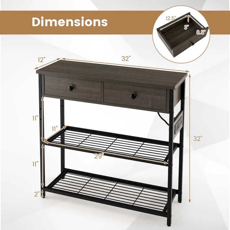 Costway Entryway Table with Charging Station Narrow Console Table with - See Details