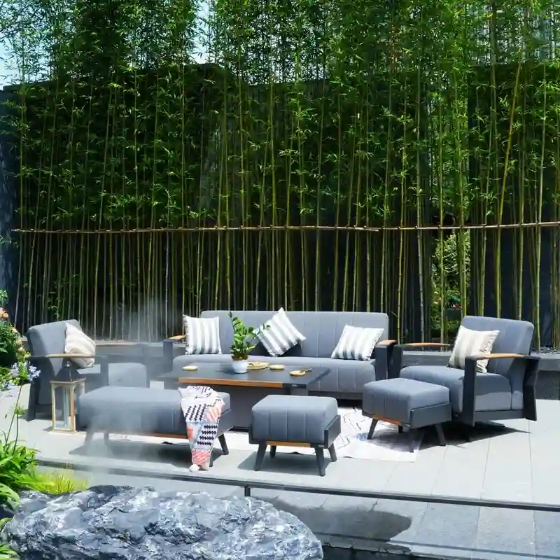 7-Piece Patio Acrylic Sponge Sofa and Chair Set with Table and Bench