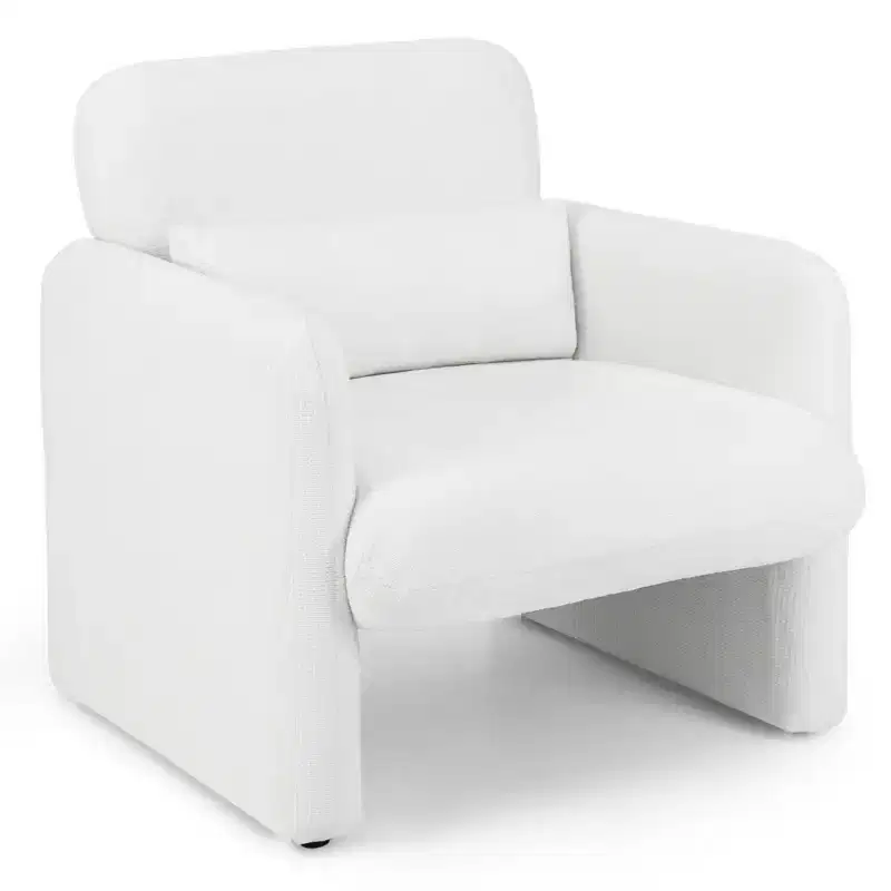 Chenille Accent Chair with Removable Lumbar Pillow, Thick Seat Cushion and Armrests